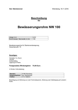 Bewässerungsrohre NW 100 - Zoll