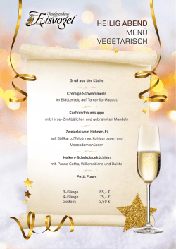 HEILIG ABEND MEN&Uuml; VEGETARISCH