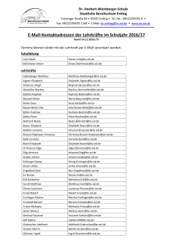 E-Mail-Kontaktadressen der Lehrkr&auml;fte im Schuljahr 2016/17