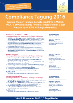 Compliance Tagung 2016 - Finanz Colloquium Heidelberg
