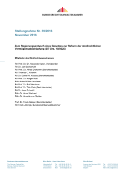 BRAK-Stllgn 39-2016 - Bundesrechtsanwaltskammer