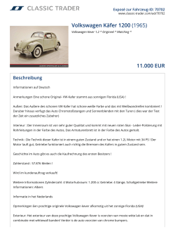 Volkswagen Käfer 1200 (1965) 11.000 EUR