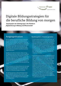 Digitale Bildungsstrategien f&uuml;r die berufliche Bildung von morgen