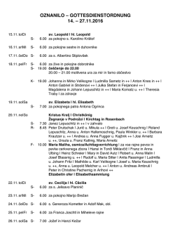 Gottesdienstordnung | oznanilo 14.11.