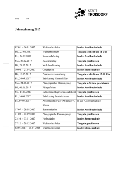 Jahresplanung 2017