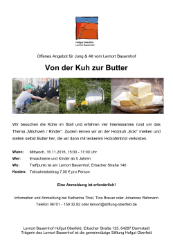 Von der Kuh zur Butter - Stiftung Hofgut Oberfeld