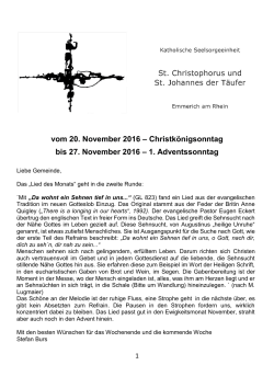vom 20. November 2016 - St. Christophorus/St. Johannes der Täufer