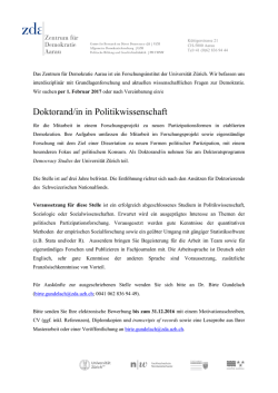 Stellenausschreibung dt. - Zentrum für Demokratie Aarau