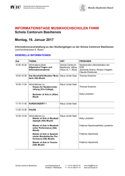 INFORMATIONSTAGE MUSIKHOCHSCHULEN FHNW Schola