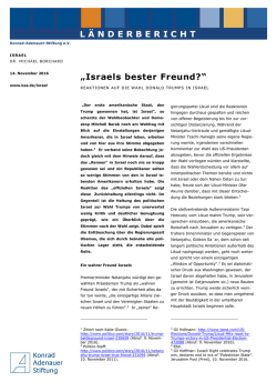 LÄNDERBERICHT „Israels bester Freund?“ - Konrad