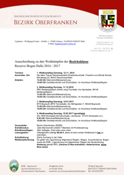 Liga 2016-17: Ausschreibung Bezirksklasse Recurve Bogen Halle