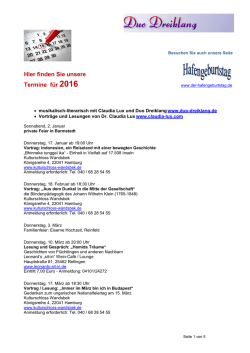 Hier finden Sie unsere Termine f&uuml;r 2016