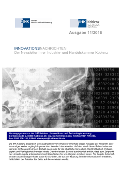 Ausgabe 11/2016 - IHK Innovationsnetz Rheinland