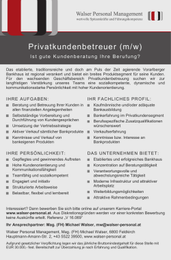 Privatkundenbetreuer (m/w) - rheintaljob.at
