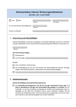 Dokumentation interner Sicherungsma&szlig;nahmen