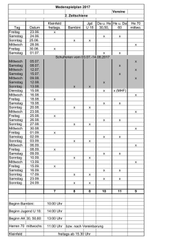Spieltermine 2. Spielhälfte