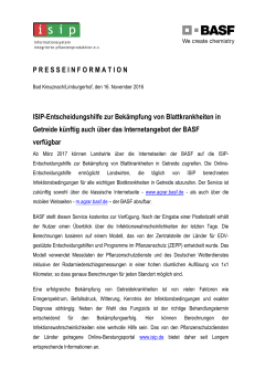 ISIP-Entscheidungshilfe zur Bek&auml;mpfung von Blattkrankheiten in