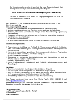 eine Fachkraft f&uuml;r Wasserversorgungstechnik (m/w)