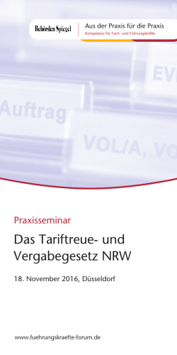 Das Tariftreue- und Vergabegesetz NRW Praxisseminar in