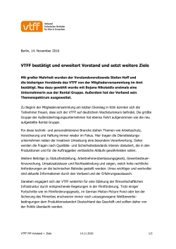 VTFF bestätigt und erweitert Vorstand und setzt weitere Ziele