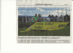 Presseartikel der Thüringer Allgemeinen, Lokalteil Apolda, vom
