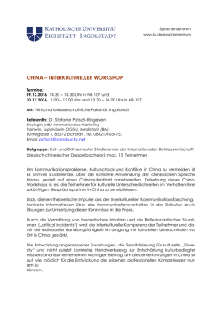 CHINA-Interkultureller Workshop am 09. und 10.12.2016 für die