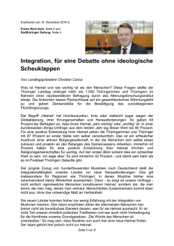 Integration, f&uuml;r eine Debatte ohne ideologische Scheuklappen