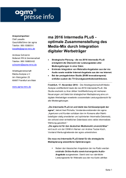 ma 2016 Intermedia PLuS - Arbeitsgemeinschaft Media