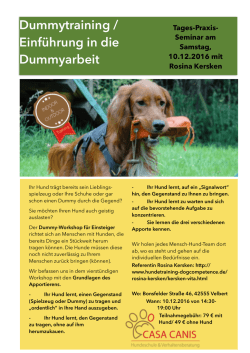 Dummytraining / Einf&uuml;hrung in die Dummyarbeit