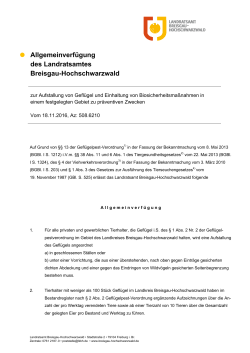 Allgemeinverfügung des Landratsamtes Breisgau