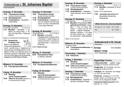 Gottesdienste in St. Johannes Baptist