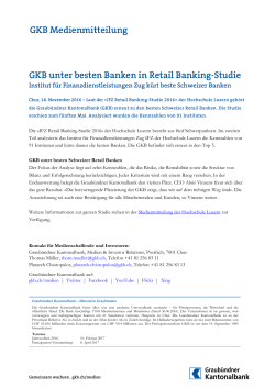GKB Medienmitteilung GKB unter besten Banken in Retail Banking