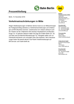 Pressemitteilung: Verkehrseinschränkungen in Mitte