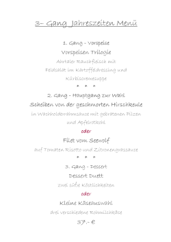 Jahreszeiten Men&uuml; - Restaurant Freudenreich