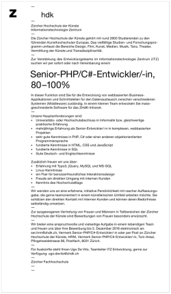 Senior-PHP/C#-Entwickler/-in, 80–100%