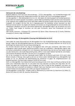 EGB kassiert die erste Niederlage Bielefeld (WB/svec). Durch die