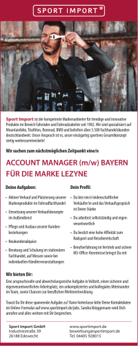 SI Stellenanz ACCOUNT MANAGER-Lezyne Bayern