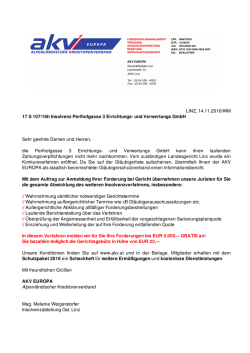 LINZ, 14.11.2016/WM 17 S 107/16h Insolvenz Perlhofgasse 3