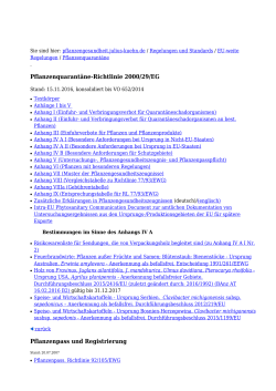 Pflanzenquarantäne-Richtlinie 2000/29/EG Pflanzenpass und