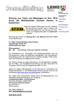 Eichung von Taxen und Mietwagen im Nov. 2016 durch die