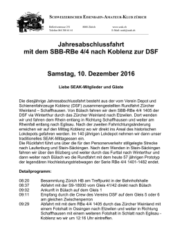 Jahresabschlussfahrt mit dem SBB-RBe 4/4 nach Koblenz