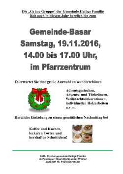 Basar 19.11.2016 - Pastoralverbund Dortmunder Westen