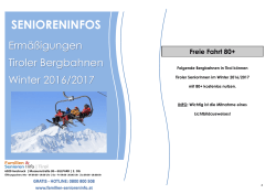 Ermäßigungen Tiroler Bergbahnen Winter 2015/2016