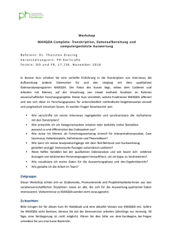 MAXQDA Complete - P&auml;dagogische Hochschule Karlsruhe