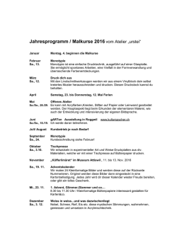 Jahresprogramm / Malkurse 2016 vom Atelier &bdquo;urstei&ldquo;