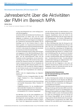 Jahresbericht über die Aktivitäten der FMH im Bereich MPA