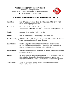 NSV-Blitzeinzelmeisterschaft Saison 2014/2015 – Ausschreibung