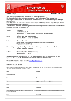 Hatha-Yoga Kurs-Nr. 2016.20 - TG Nieder