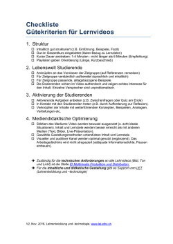 Checkliste Gütekriterien für Lernvideos