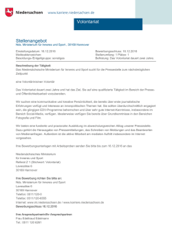 Stellenangebot Volontariat